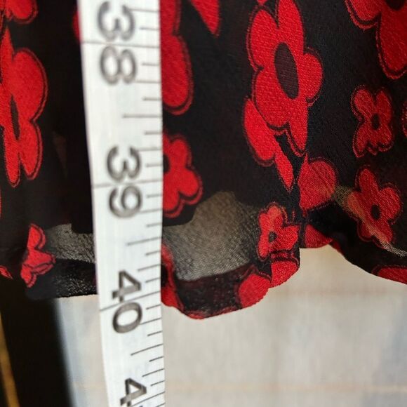 VTG Black & Red Reversible Floral Boho Feminine Whimsigoth Maxi Skirt S - Picture 6 of 12